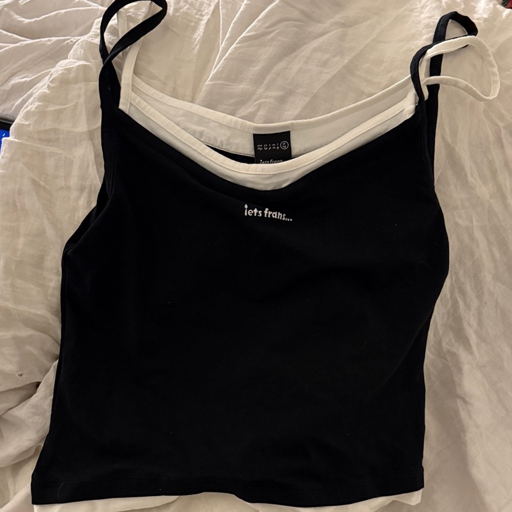 iets frans... Black and White Camisole Top